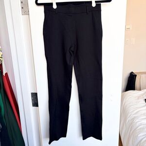 Quince Ponte Ultra Stretch Straight Leg Black Trousers